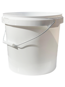 10L Plastic Round Bucket + Lid + Metal Handle - Multi Purpose - Food Grade - PP5 - WHITE