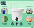 5L Plastic Round Bucket + Lid + Plastic Handle - Multi Purpose - Food Grade - PP5 - WHITE