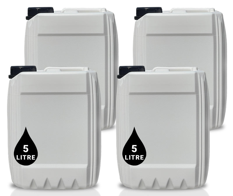 4 x 5L Jerrycan Stackable Container + Lid - UN Approved - Food Grade - WHITE