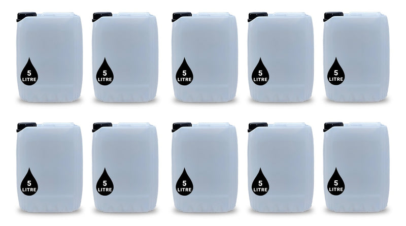 10 x 5L Jerrycan Stackable Container + Lid - UN Approved - Food Grade - NATURAL