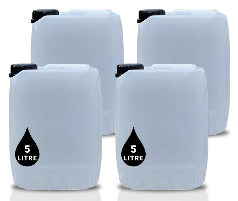 4 x 5L Jerrycan Stackable Container + Lid - UN Approved - Food Grade - NATURAL