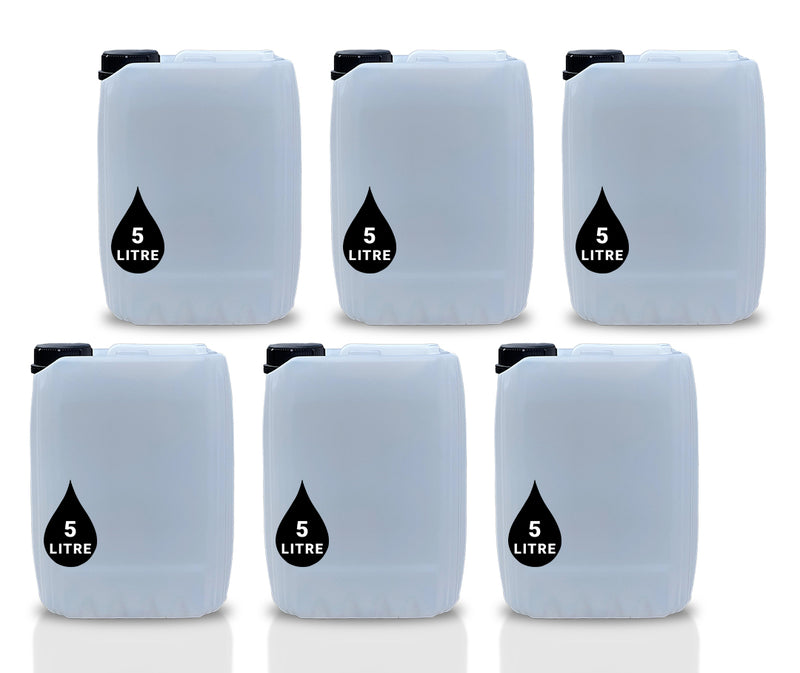 6 x 5L Jerrycan Stackable Container + Lid - UN Approved - Food Grade - NATURAL