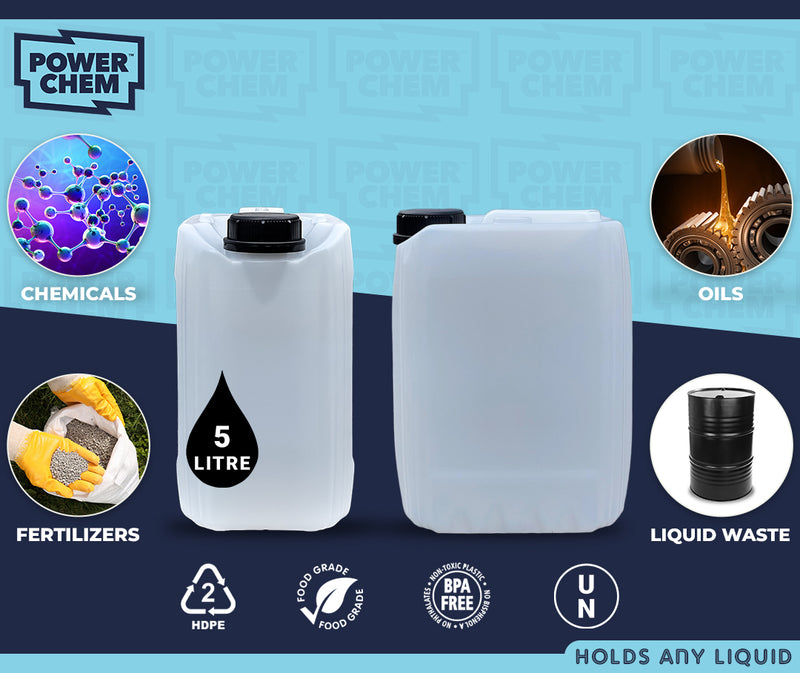2 x 5L Jerrycan Stackable Container + Lid - UN Approved - Food Grade - NATURAL