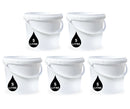 5L Plastic Round Bucket + Lid + Plastic Handle - Multi Purpose - Food Grade - PP5 - WHITE