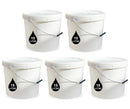 15L Plastic Round Bucket + Lid + Metal Handle - Multi Purpose - Food Grade - PP5 - WHITE