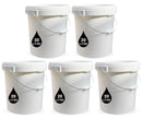 20L Plastic Round Bucket + Lid + Metal Handle - Multi Purpose - Food Grade - PP5 - WHITE