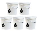 30L Plastic Round Bucket + Lid + Metal Handle - Multi Purpose - Food Grade - PP5 - WHITE