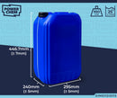 25L Jerrycan Stackable Container + Lid - UN Approved - Food Grade - Blue