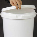 20L Plastic Round Bucket + Lid + Metal Handle - Multi Purpose - Food Grade - PP5 - WHITE